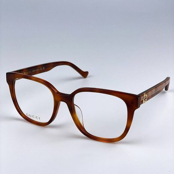 NEW Gucci GG1305OA 003 Havana Crystal Square Women Eyeglasses - Picture 1 of 10